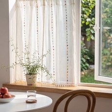 Earthy 彩色泡泡 裝飾短簾 L, 白色