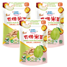 BABY SECRET 寶寶的秘密 有機米菓, 花東米 + 芭樂 + 地瓜, 25g, 3包