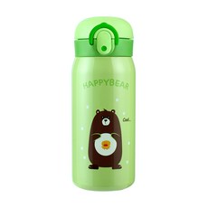 彈蓋式保溫瓶, 綠色, 350ml, 1個