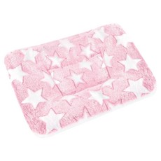 旺生活 法蘭絨加厚雙面毛毯寵物睡墊, 1個, 粉色星星