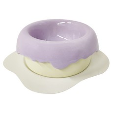 LUMAO 兩用可分離組合式寵物貓狗陶瓷碗3件套組 芋泥奶紫 呵護頸椎, 1組