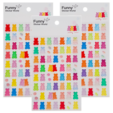 FUNNY STICKER 浮凸貼紙 - 小熊軟糖造型, 多色, 1組