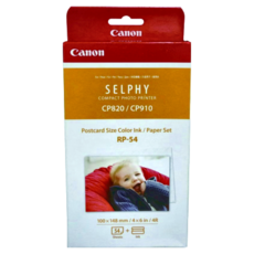 Canon 佳能 相片紙 RP-54 SELPHY CP820/CP910 適用 彩色墨水紙套裝, 4 x 6, 1盒