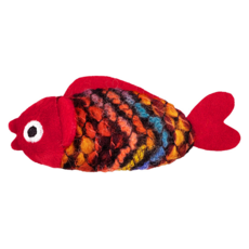 黃金貓 毛線魚仔系列-紅色, 羊毛纖維, PP棉, 貓草, 12*5cm 8.5g, 全齡貓適用, 1個