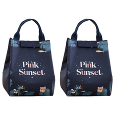 小麥購物 手提保溫便當袋 Y749, PINK 熊 藍色, 2個