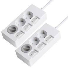 SWEET HOME 韓國製造 獨立開關 節能型延長線 3孔+安全保護蓋 1p, 70cm, 混合顏色, 2個