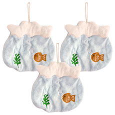 沐慕家居 擦手巾 親膚柔軟 珊瑚絨 可愛造型 超強吸水, 小魚, 3個