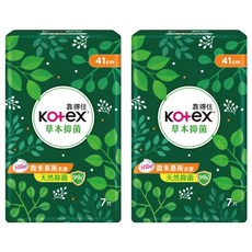 Kotex 靠得住 草本抑菌衛生棉, 41cm, 7片, 2包