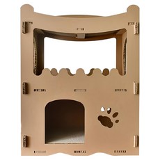 貓本屋 豪宅貓生 豪華三層洋房 貓抓板寵物貓屋 升級版 堅固耐用, 53.6 x 30 x 70.8cm, 原色, 1個