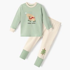 unifriend 兒童款小狗40支彈性緊身9分上下衣套裝