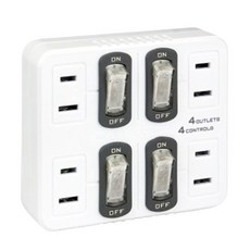 Dr.AV 聖岡科技 節電4開4插分接器 阻燃防火PC外殼 台灣BSMI認證, 白色, 1個