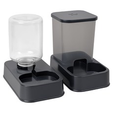 高精寵物 寵物自動餵水器 + 餵食器, 深灰色, 1套