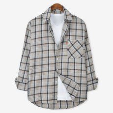 Guystory 男女通用寬鬆版長袖休閒Anthony格紋襯衫