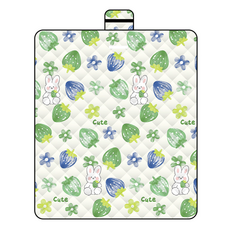 LoHoY 防水壓紋動物野餐墊, 草莓兔 多色