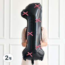 Mii Mii Party 緞帶大型數字氣球 100cm 1, 2個, 黑粉色