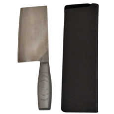 雙中 自製家用型 四角薄型片刀 V金鐵柄小片刀 附內絨面防刮塑料黑色刀夾, 銀色, 165 x 80 x 1.6mm, 1個