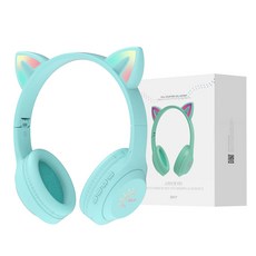 SKY 아동용 핏 키티 휴대용 유무선 겸용 블루투스 헤드셋, 페퍼민트 그린, IM-H26