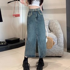 QUEEN & JOY The Heaven 前開衩水洗丹寧長裙