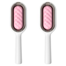 柔巾除毛清潔梳 長毛款 2入1組 貓咪/狗狗適用 ABS+矽膠, 粉色, 1組