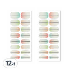 Bellancy 真實凝膠美甲貼 基本款美甲貼紙 16片, 簡約線條漸層, 12個