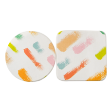 Caldo 卡朵生活 塗鴉珪藻土2件組 L-LAH024 杯墊 + 皂墊, 繽紛塗鴉, 1組