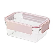 Glasslock 格拉氏洛克 長方形耐熱強化玻璃無邊框保鮮盒 烤箱可用 韓國製 櫻花粉, 1組, 容器 + 蓋子