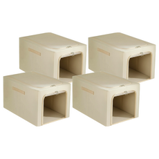 Starshop 大容量衣物摺疊收納盒/雙開窗鋼架收納箱 35L, 卡其色, 4個