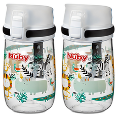 Nuby 孩童Tritan Titi叢林水瓶, 白色植物, 300ml, 2個
