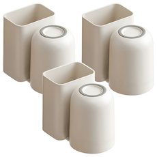 Reddot 紅點生活 日式止滑牙膏牙刷收納漱口杯,3個,日式深灰,壁掛式收納,浴室收納