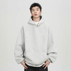 Seonbit 男款素色簡約休閒日常Oversize Dennis連帽T恤