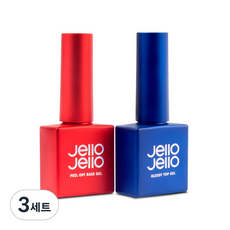 Jello Jello Peel-Off Base Gel + Glossy Top Gel, 單色, 3組