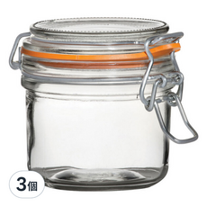 utopia 扣式玻璃密封罐 橘色 200ml 密封保鮮 食物收納, 3個