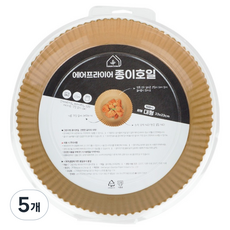 그린리빙 에어프라이어 종이호일 원형, 5개, 100개입, 23cm