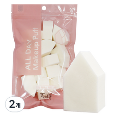 Toolif 韓國She's Line 全日柔軟小屋粉撲 14入, 2個, 白色