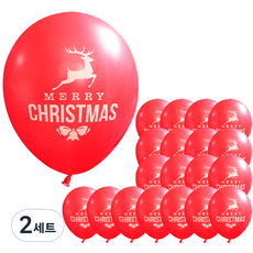 魯道夫聖誕氣球 30cm x 20入 + 手動打氣筒隨機出貨 + 白色小緞帶, 紅色, 2套