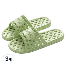Block Mart 格紋浴室拖鞋, 綠色, 3個