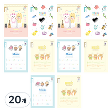 PENPIA 1 000 小學1-6年級音樂裝訂筆記本, 隨機出貨, 20個