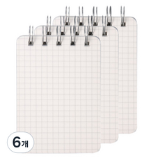 JF Company J.FOUR 線圈便攜迷你方格筆記本 80張, 6個, 透明