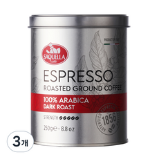 사켈라 100% 아라비카 다크로스트 분쇄커피, 250g, 3개