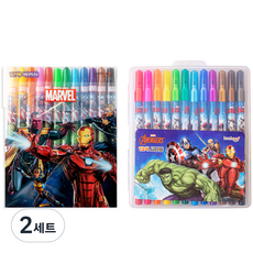 금홍팬시 어벤져스 12색 색연필 + 12색 사인펜 세트, 랜덤발송, 2세트