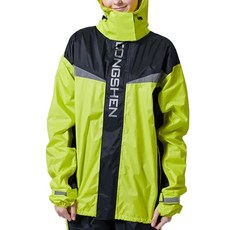 DongShen 東伸 鷹眼兩件式外套雨衣，高係數反光標，手套式雙層手袖，高領防滲雨帽設計, 2XL 175~185cm, 黃色