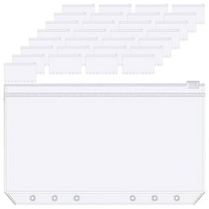 Yumemoa 6孔活頁手帳 PVC 拉鍊袋 現金生活手帳 補充內頁, 1張, 60個