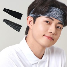 Reready 活力運動髮帶 2入, 1個, 黑色 + 石灰色