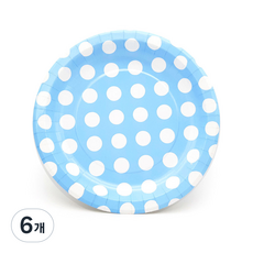 파티피아 파티접시 도트무늬 라이트블루 18cm, 6개입, 6개