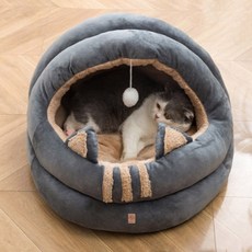 딩동펫 반려동물 냥이 밍크하우스 동굴형, 그레이, 1개