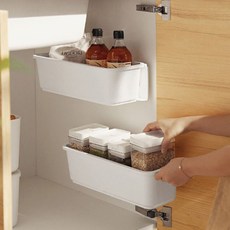 Block Mart黏貼式滑動廚房調味料罐架 2種組, 隨機發貨