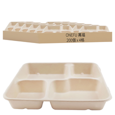 萬福 植纖餐盒 4格, 200個裝, 1箱