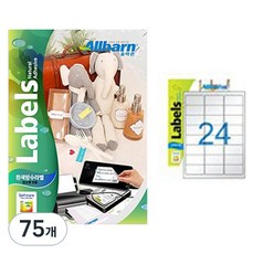 올바른라벨 흰색방수 잉크젯 전용 라벨지, 24칸, 75개