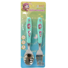 LE BARN Alsongdalseong Catch Teenieping蹦蹦跳跳基本湯匙叉子組, 勺子+叉子, 混色