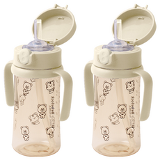 베베락 국내 제조 아이와 PPSU 원터치 빨대컵, 270ml, 2개, 크림